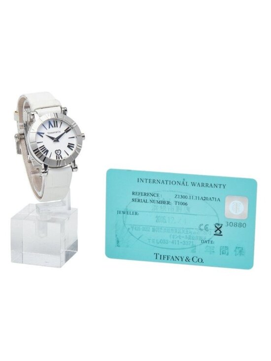 Pre-owned Tiffany & Co. Atlas in Stainless Steel 37mm Quartz Tiffany & Co Atlas Heart Watch White Silver Stainless Steel Leather